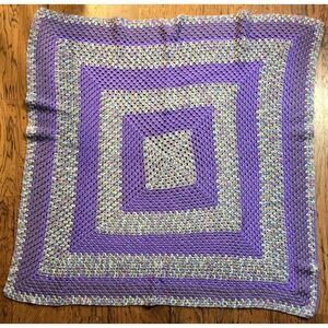 Handmade Crochet Granny Square Blanket Small (abt 48" x 48") Baby Grannycore